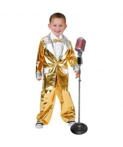 Fun Plus Boy Costumes Child Elvis Gold Lame Suit Costume